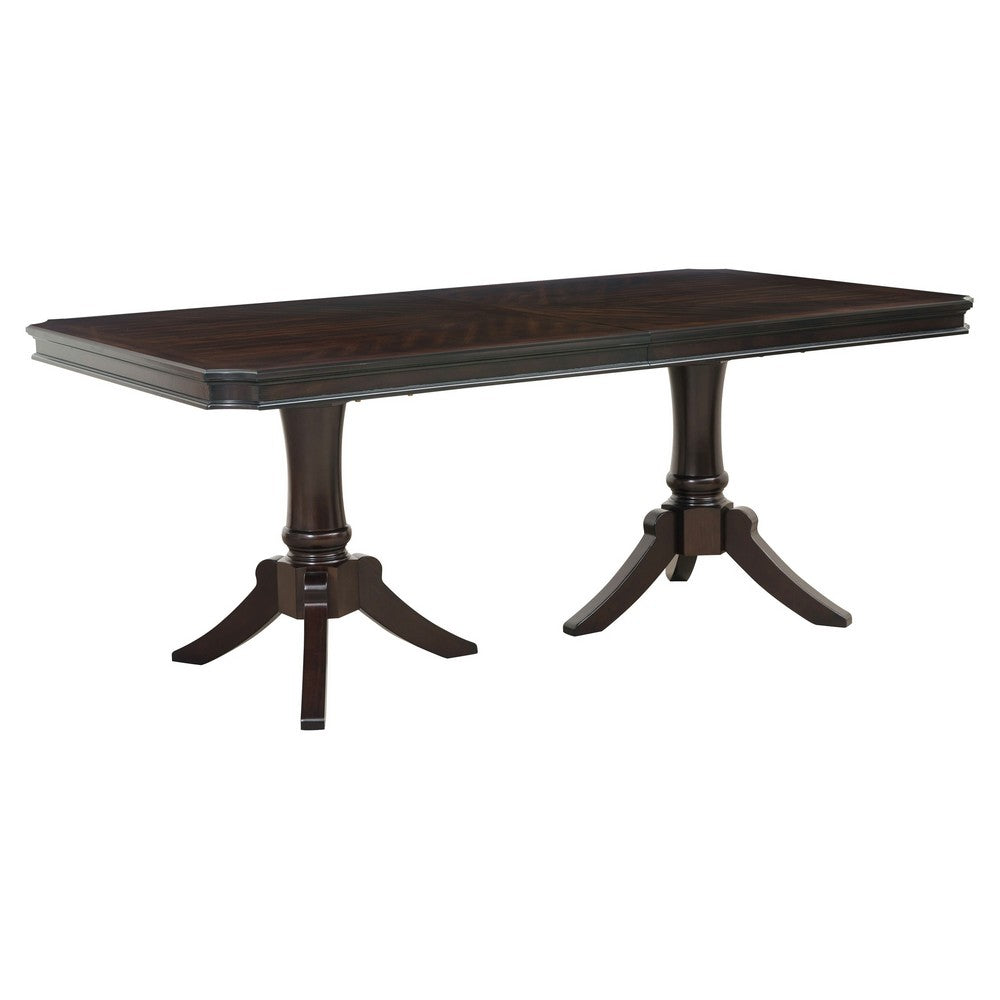 Stoe 76-96" Dining Table, Extendable, Pedestal Base, Brown by Casagear Home