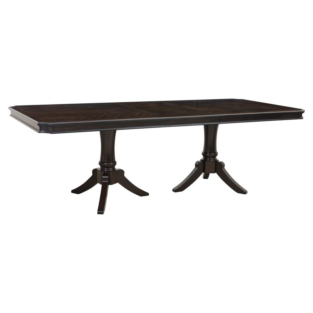 Stoe 76-96" Dining Table, Extendable, Pedestal Base, Brown by Casagear Home