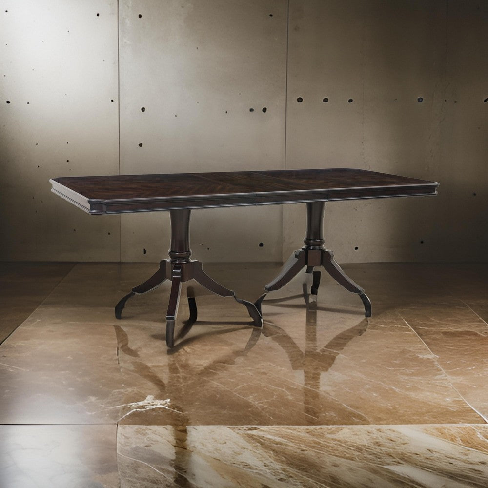 Stoe 76-96" Dining Table, Extendable, Pedestal Base, Brown by Casagear Home