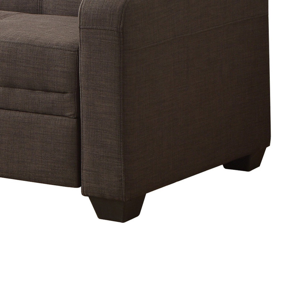 Ferry 83 Inch Lounger Sofa Bed Tufted Brown Gray Polyester Solid Wood By Casagear Home BM314247