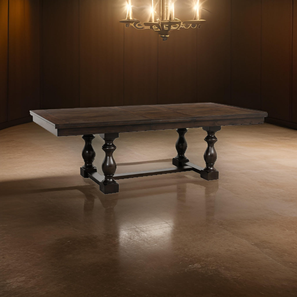 Resy 76-96 Inch Dining Table, Extendable Rectangular, Dark Cherry Brown By Casagear Home