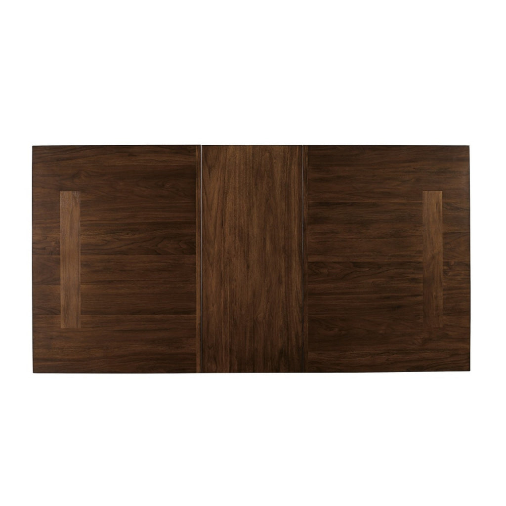 Voz 59-77 Inch Dining Table Extendable Trestle Base Walnut Brown Veneer By Casagear Home BM314251