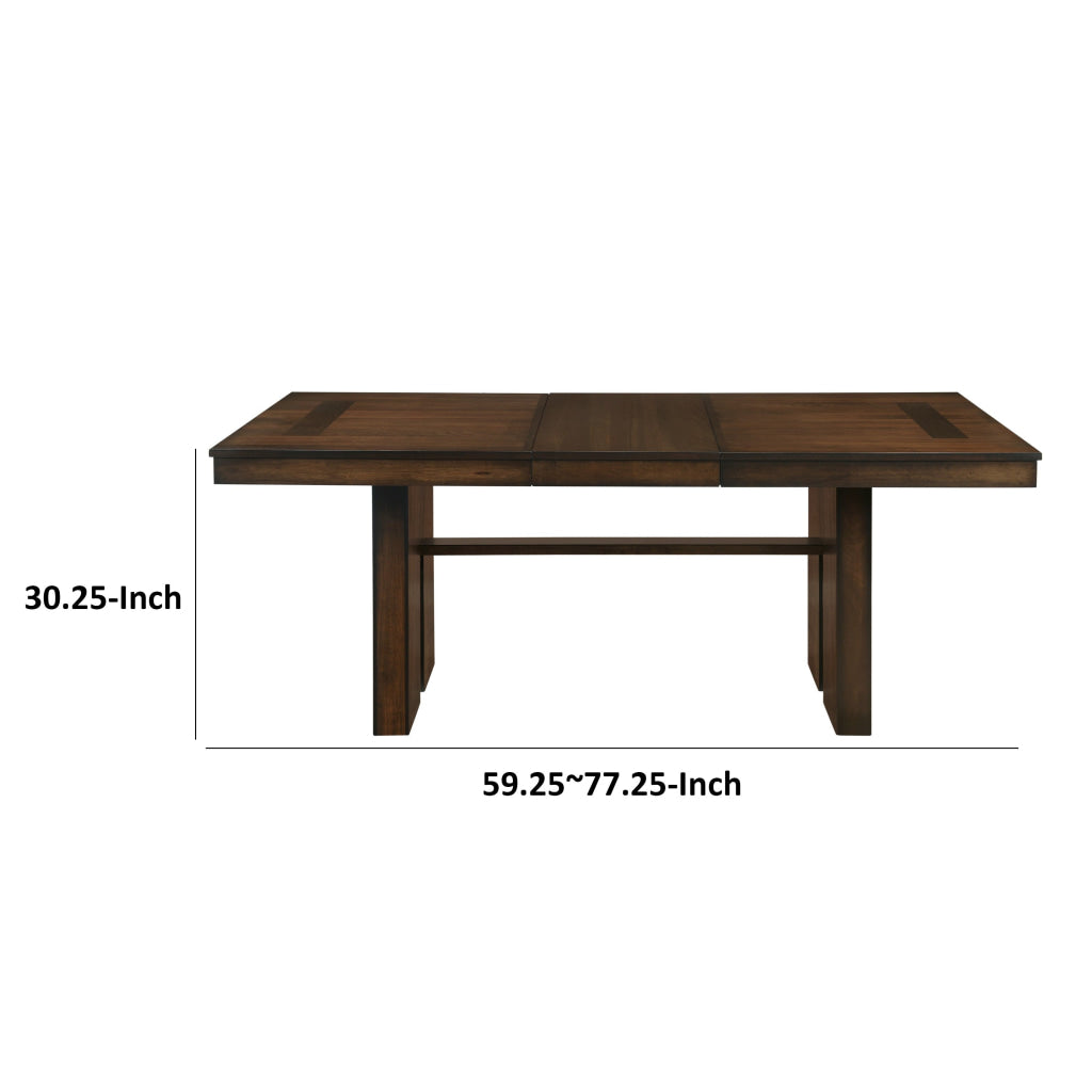 Voz 59-77 Inch Dining Table Extendable Trestle Base Walnut Brown Veneer By Casagear Home BM314251