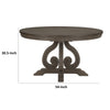 Luon 54 Inch Dining Table, 6 Seater Round Top, Scrolled Metal Base, Brown By Casagear Home