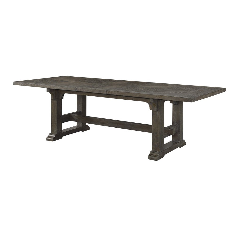 Koa 84-102 Inch Dining Table, Extendable 8 Seater Rectangular, Brown Wood By Casagear Home