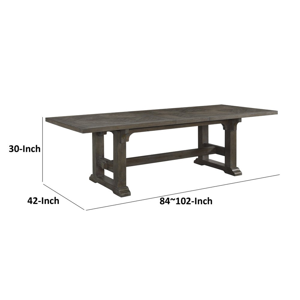 Koa 84-102 Inch Dining Table, Extendable 8 Seater Rectangular, Brown Wood By Casagear Home