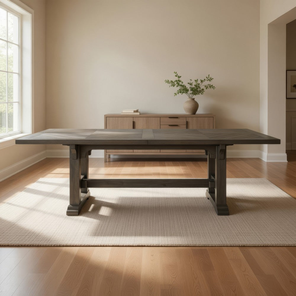 Koa 84-102 Inch Dining Table, Extendable 8 Seater Rectangular, Brown Wood By Casagear Home