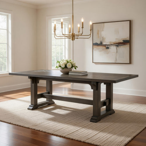 Koa 84-102 Inch Dining Table, Extendable 8 Seater Rectangular, Brown Wood By Casagear Home