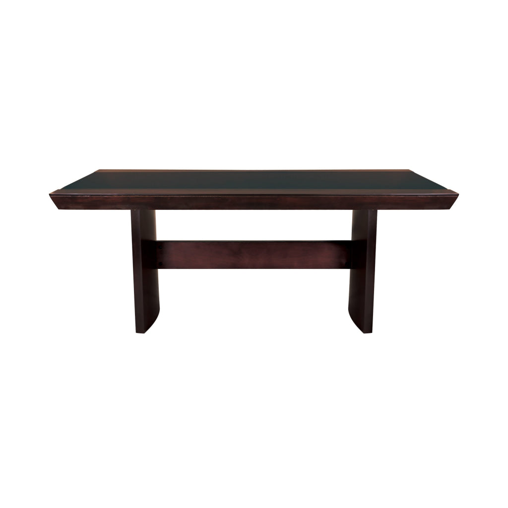 Aisy 72 Inch Dining Table Rectangular Top Trestle Base Glass Brown Wood By Casagear Home BM314259