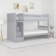 Catherine Twin over Twin Bunk Bed, Storage Step, Gray Veneer, Solid Wood By Casagear Home