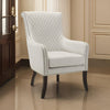 33 Inch Accent Armchair, Diamond Stitched Design, Beige Textured Polyester By Casagear Home