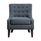 31 Inch Accent Armchair Textured Tufted Blue Polyester Brown Solid Wood By Casagear Home BM314268