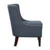 31 Inch Accent Armchair Textured Tufted Blue Polyester Brown Solid Wood By Casagear Home BM314268