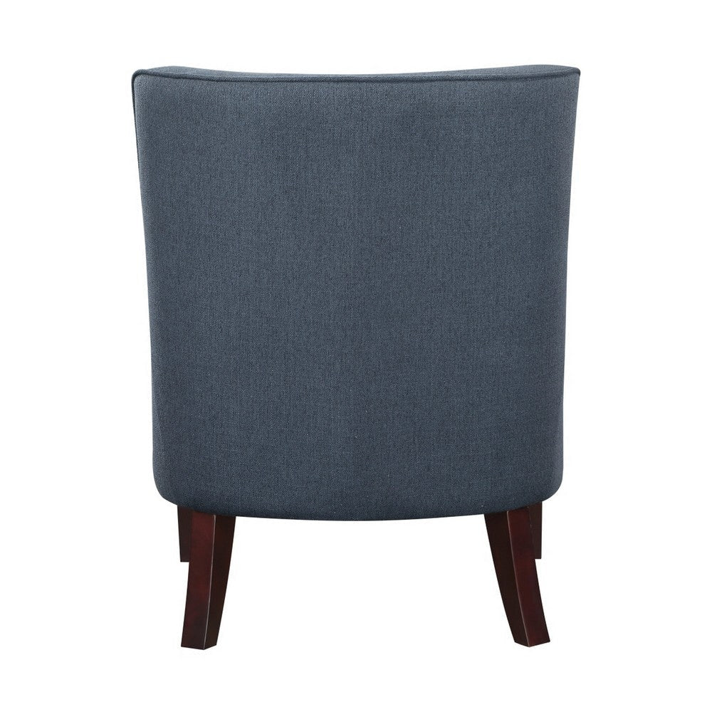 31 Inch Accent Armchair Textured Tufted Blue Polyester Brown Solid Wood By Casagear Home BM314268