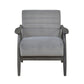 Tira 32 Inch Accent Chair, Channel Stitched, Gray Velvet, Solid Wood Frame By Casagear Home