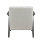 Tira 32 Inch Accent Chair, Channel Stitched, White Velvet, Gray Solid Wood By Casagear Home