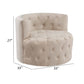 Alix 33 Inch Swivel Accent Chair Round Design Button Tufted Beige Velvet By Casagear Home BM314273