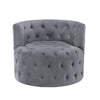 Alix 33 Inch Swivel Accent Chair Round Design Button Tufted Gray Velvet By Casagear Home BM314274