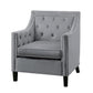 Soma 31 Inch Accent Armchair Button Tufted Gray Velvet Nailhead Trim By Casagear Home BM314275