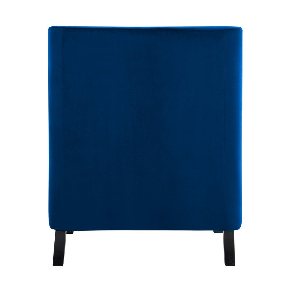 Soma 31 Inch Accent Armchair Button Tufted Blue Velvet Nailhead Trim By Casagear Home BM314276