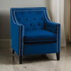 Soma 31 Inch Accent Armchair, Button Tufted Blue Velvet, Nailhead Trim By Casagear Home