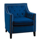 Soma 31 Inch Accent Armchair Button Tufted Blue Velvet Nailhead Trim By Casagear Home BM314276