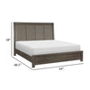 Carie Queen Bed LED Lit Upholstered Headboard Brown Gray Solid Wood By Casagear Home BM314280