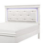 Teich Queen Bed LED Crystal Tufted Faux Leather Upholstery White Wood By Casagear Home BM314281