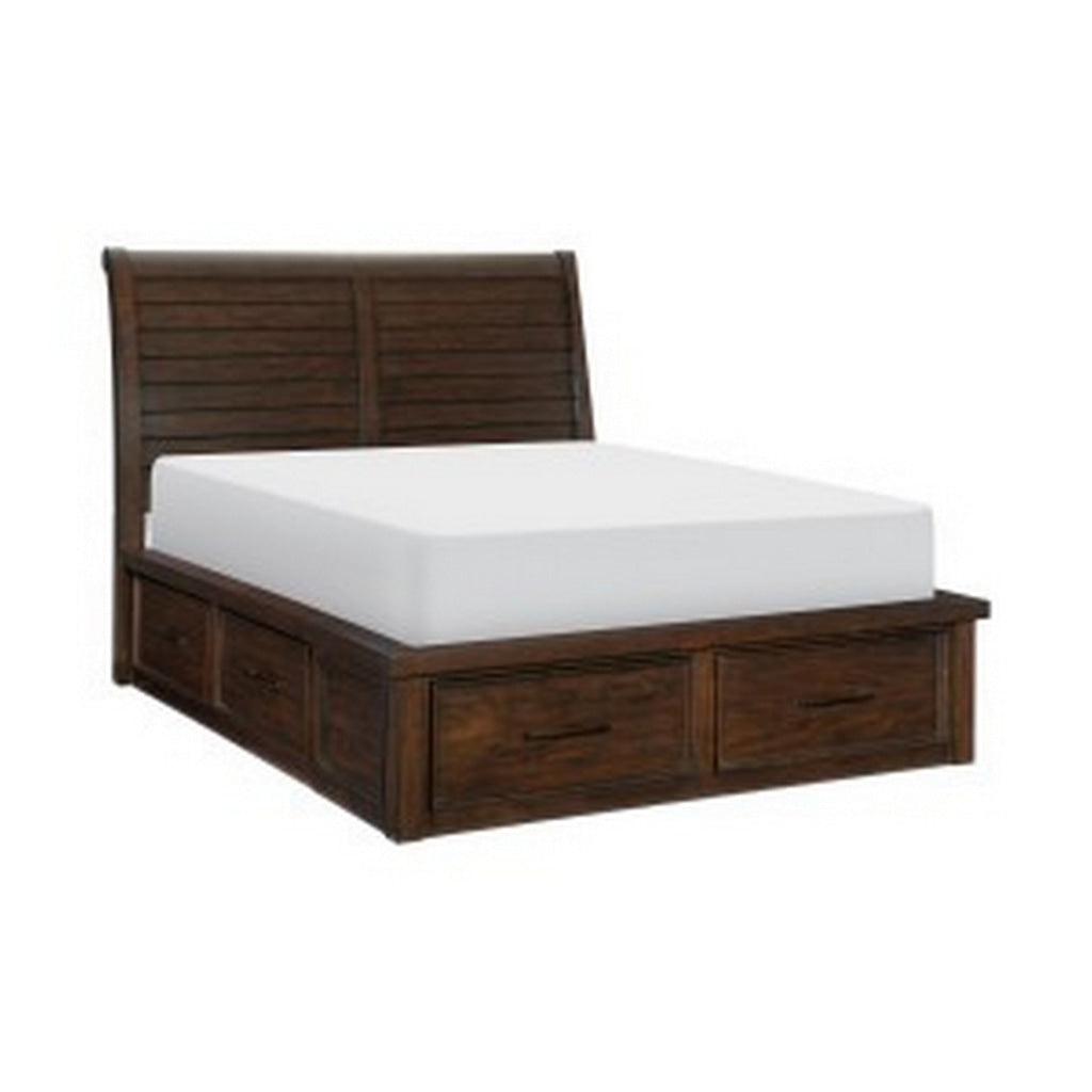 Daisy Queen Platform Bed 6 Storage Drawers Metal Handles Brown Wood By Casagear Home BM314282