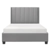 Neon Queen Platform Bed Faux Leather Upholstered Headboard Gray Wood By Casagear Home BM314285