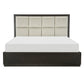 Pagi Queen Platform Bed Beige Upholstered Headboard Dark Charcoal Gray By Casagear Home BM314289