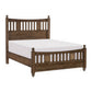 Reva Queen Bed, Finial Topped Posts, Vertical Slats, Light Brown Wood By Casagear Home