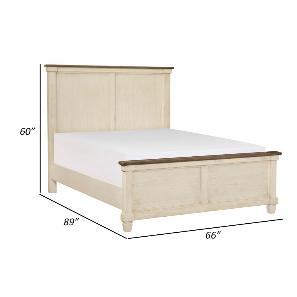 Cadie Queen Size Bed Rosy Brown Plank Style Tops Antique White Wood By Casagear Home BM314292