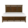 Zian Queen Platform Bed 2 Drawers with Bar Handles Brown Cherry Wood By Casagear Home BM314294