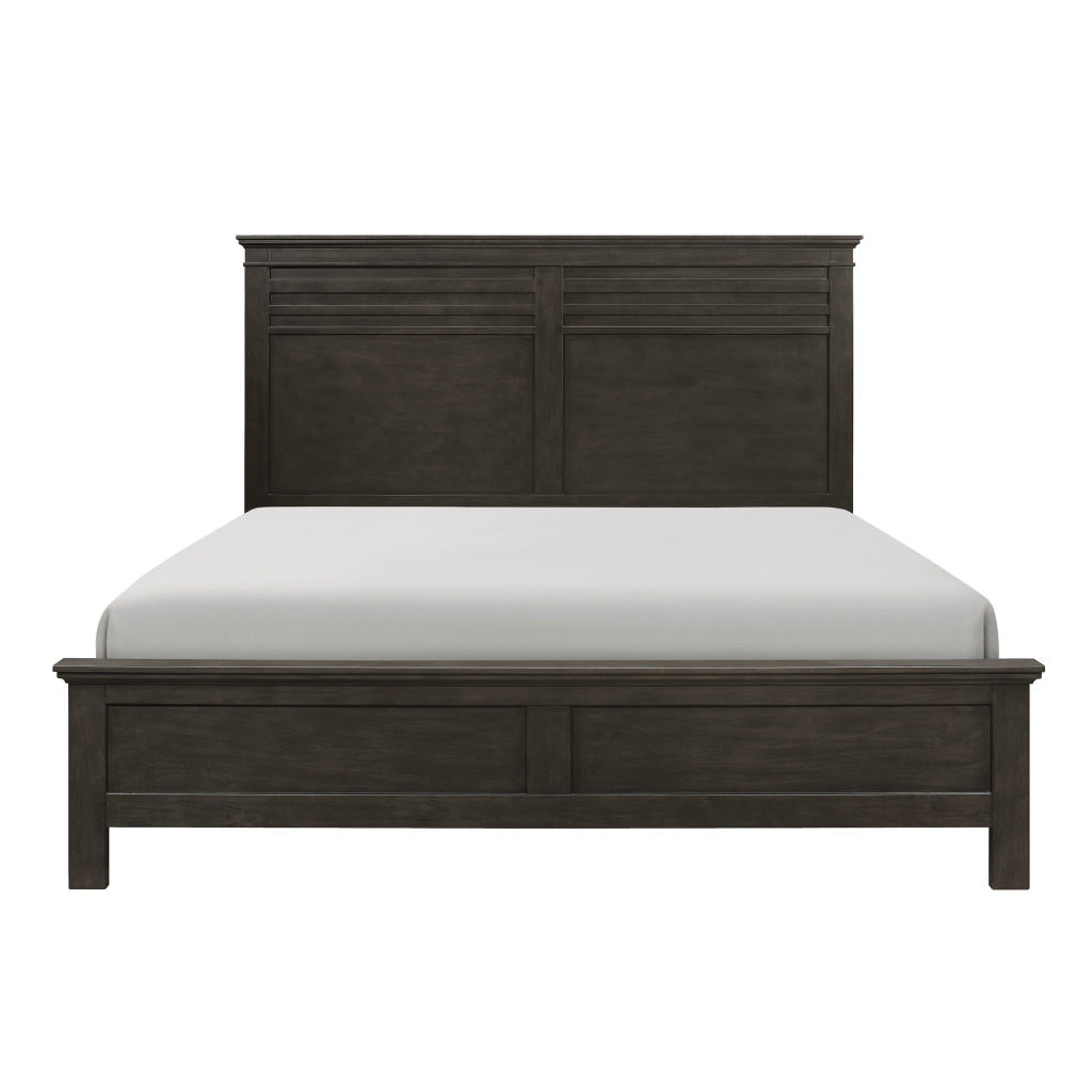 Candy Queen Bed Farmhouse Embossed Accented Headboard Charcoal Gray Wood By Casagear Home BM314296