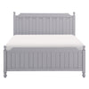 Elsa Queen Bed Ball Finials on Bed Posts Turned Feet Gray Wood Frame By Casagear Home BM314297