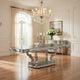 Aria 85-102 Inch Dining Table, Extendable Wood Top Classic Antique Platinum By Casagear Home