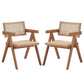 Tina 22 Inch Dining Armchair Set of 2 Woven Rattan Natural Brown Wood By Casagear Home BM314307