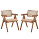 Tina 22 Inch Dining Armchair Set of 2 Woven Rattan Natural Brown Wood By Casagear Home BM314307