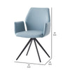 24 Inch Swivel Side Chair, Light Blue Leather Upholstery, Black Legs By Casagear Home
