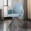 24 Inch Swivel Side Chair Light Blue Leather Upholstery Black Legs By Casagear Home BM314316