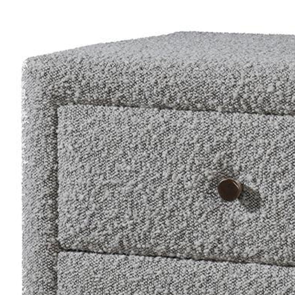 Lyno 20 Inch Nightstand 2 Drawers Brown Legs Gray Boucle Upholstery By Casagear Home BM314317