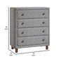 Lyno 38 Inch Tall Dresser Chest 4 Drawers Gray Boucle Upholstery Brown By Casagear Home BM314318