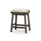 24 Inch Counter Stool, Weathered Gray Finish, French Gray Leather Seat By Casagear Home