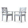 35 Inch Set of 2 Dining Armchairs, Cushioned, X Open Back, Silver, Gray By Casagear Home