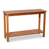 48 Inch Console Table, 2 Shelves, Slatted Design, Natural Brown Eucalyptus By Casagear Home