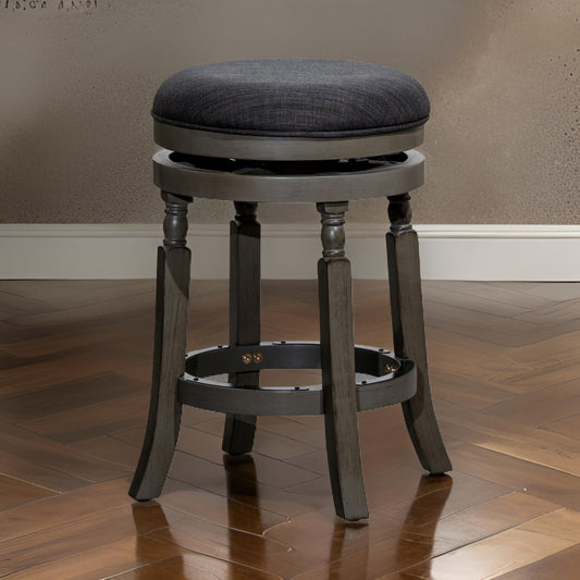 Opi 24 Inch Swivel Counter Stool, Cushioned Seat, Black and Gray Finish By Casagear Home