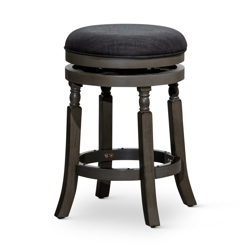 Opi 24 Inch Swivel Counter Stool Cushioned Seat Black and Gray Finish By Casagear Home BM314325