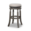 Opi 30 Inch Swivel Barstool, Round Cushioned Seat, Beige Fabric, Gray By Casagear Home