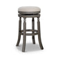 Opi 30 Inch Swivel Barstool, Round Cushioned Seat, Beige Fabric, Gray By Casagear Home